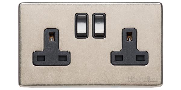 Vintage Range Rustic Nickel-Double Socket (13 Amp)