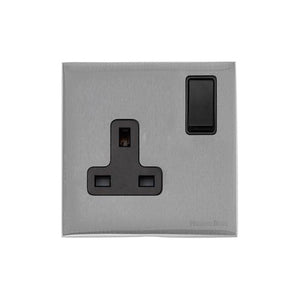 Windsor Range Satin Chrome Silk Switches & Sockets, WN35 - Single Socket (13 Amp) by Heritage Brass By M-Marcus
