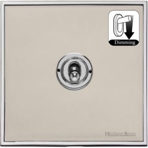 Executive Range Satin Nickel with Polished Chrome Switches & Sockets, EX25 - 1 Gang Dimming Toggle Switch by Heritage Brass By M-Marcus