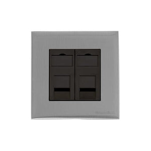Windsor Range Satin Chrome Silk Switches & Sockets, WN35 - 2 Gang Master Line Socket by Heritage Brass By M-Marcus
