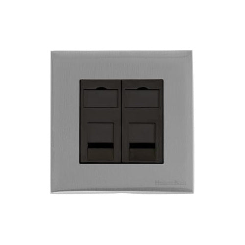 Windsor Range Satin Chrome Silk Switches & Sockets, WN35 - 2 Gang Master Line Socket by Heritage Brass By M-Marcus