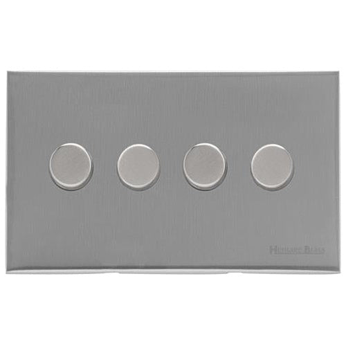 Windsor Range Satin Chrome Silk Switches & Sockets, WN35 - 4 Gang Dimmer 400 watts(Compatible with halogen/ incandescent bulbs) by Heritage Brass By M-Marcus