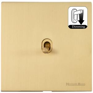 Winchester Range Satin Brass Switches & Sockets, W44 - 1 Gang Dimming Stockholm Toggle by Heritage Brass By M-Marcus