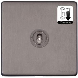 Vintage Range Satin Black Nickel Switches & Sockets, X66 - 1 Gang Dimming Toggle Switch by Heritage Brass By M-Marcus