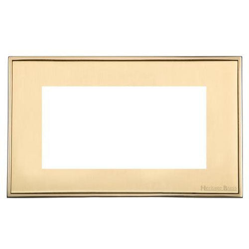 Executive Range-Satin Brass-4 Module Euro Plate