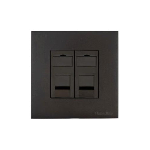 Windsor Range Dark Antique Bronze Switches & Sockets WN95 - 2 Gang CAT6 by Heritage Brass By M-Marcus