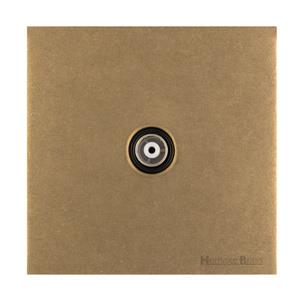 Windsor Range Aged Brass Switches & Sockets, WN50 - 1 Gang Isolated TV Coaxial Socket by Heritage Brass By M-Marcus