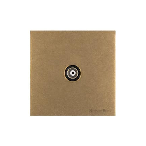 Windsor Range Aged Brass Switches & Sockets, WN50 - 1 Gang Isolated TV Coaxial Socket by Heritage Brass By M-Marcus