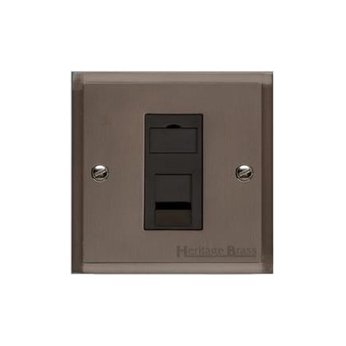 Elite Stepped Plate Range Matt Bronze Switches & Sockets, S09 - 1 Gang RJ11 by Heritage Brass By M-Marcus