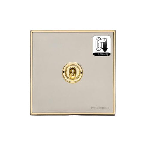 Executive Range Satin Nickel with Polished Brass Switches & Sockets, EX15 - 1 Gang Dimming Toggle Switch by Heritage Brass By M-Marcus