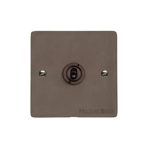 Heritage Brass Stylist Bronze Flat Plate - Round Edge - 1 Gang 2-Way Classic Toggle Switch - Type L9 by Heritage Brass By M-Marcus