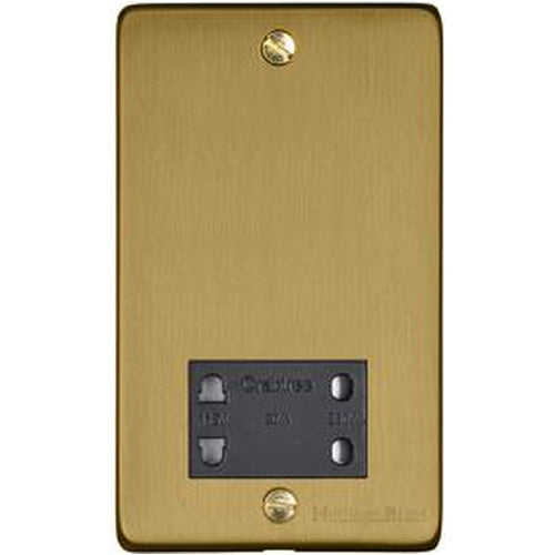 Elite Flat Plate Range Satin Brass Switches & Sockets, T04 - Shaver Socket Output Voltage 110/240V by Heritage Brass By M-Marcus