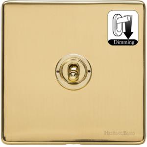 Vintage Range Polished Brass Switches & Sockets, X01 - 1 Gang Dimming Toggle Switch by Heritage Brass By M-Marcus