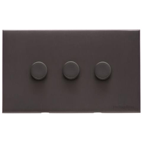 Windsor Range Matt Bronze Switches & Sockets, WN9 - 3 Gang TED Dimmer (Compatible with LED Lamps) by Heritage Brass By M-Marcus