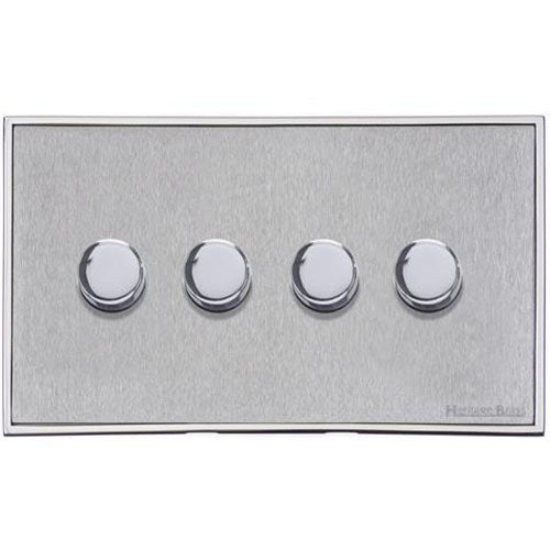 Executive Range-Satin Chrome-4 Gang Dimmer (250 watts)