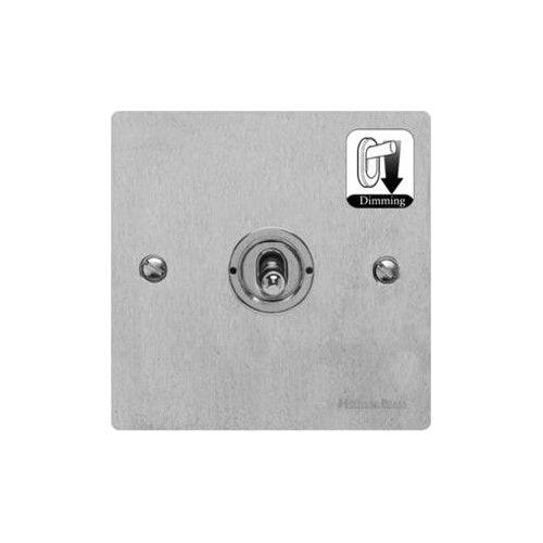 Elite Flat Plate Range Satin Chrome Switches & Sockets, T03 - 1 Gang Dimming Toggle Switch by Heritage Brass By M-Marcus