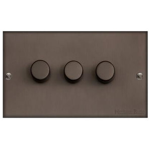 Richmond Elite Range Matt Bronze Switches & Sockets, LP9 - 3 Gang TED Dimmer (Compatible with LED Lamps) by Heritage Brass By M-Marcus