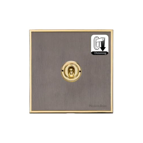 Executive Range Satin Black Nickel with Polished Brass Switches & Sockets, EX16 - 1 Gang Dimming Toggle Switch by Heritage Brass By M-Marcus