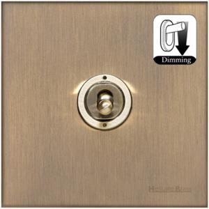 Windsor Range Antique Brass Switches & Sockets, WN91 - 1 Gang Dimming Toggle Switch by Heritage Brass By M-Marcus