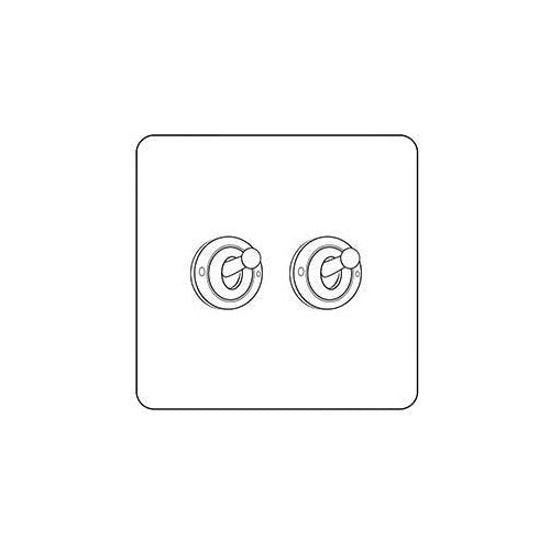 Primed White Flat Square Plate QPW-2 Gang Dolly Switch by Heritage Brass By M-Marcus