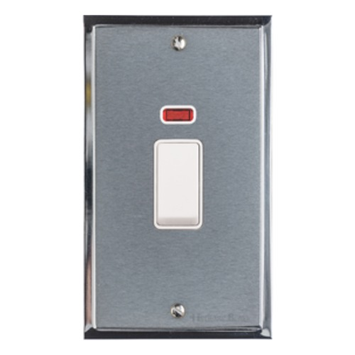 Elite Stepped Plate Range Satin Chrome, S03 - 45A DP Cooker Switch with Neon (tall plate)