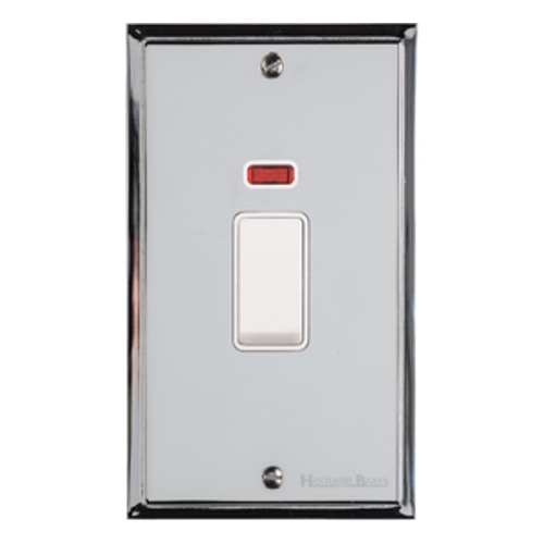 Elite Stepped Plate Range Polished Chrome, S02 - 45A DP Cooker Switch with Neon (tall plate)