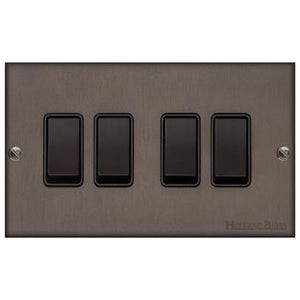 Richmond Elite Range Matt Bronze Switches & Sockets, LP9 - 4 Gang Rocker Switch by Heritage Brass By M-Marcus