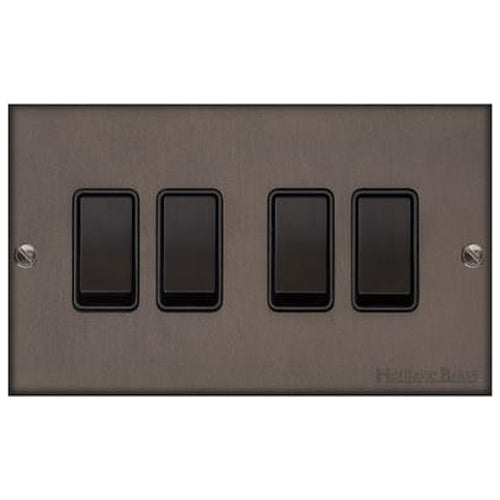 Richmond Elite Range Matt Bronze Switches & Sockets, LP9 - 4 Gang Rocker Switch by Heritage Brass By M-Marcus