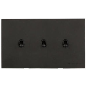 Windsor Range Jet Black (Project Finish) 3 Gang 2-Way Stockholm Toggle Switch by Heritage Brass By M-Marcus