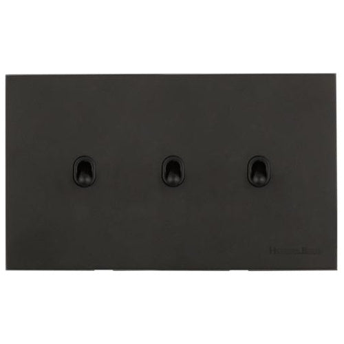 Windsor Range Jet Black (Project Finish) 3 Gang 2-Way Stockholm Toggle Switch by Heritage Brass By M-Marcus