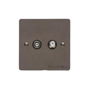 Heritage Brass Stylist Bronze Flat Plate - Round Edge - TV/Satellite Socket - Type L9 by Heritage Brass By M-Marcus
