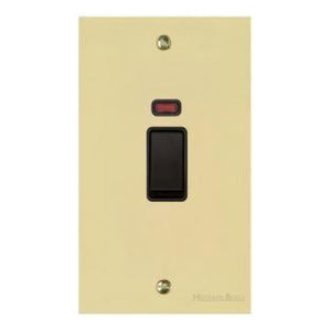 Richmond Elite Range Satin Brass, LP44 - 45A DP Cooker Switch with Neon (tall plate) by Heritage Brass By M-Marcus