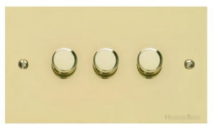 Richmond Elite Range Satin Brass Switches & Sockets, LP44 - 3 Gang TED Dimmer (Compatible with LED Lamps) by Heritage Brass By M-Marcus