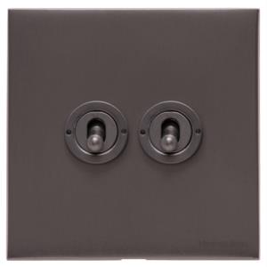 Windsor Range Matt Bronze Switches & Sockets, WN9 - 2 Gang Toggle Switch by Heritage Brass By M-Marcus