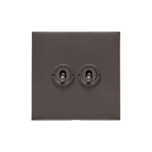 Windsor Range Matt Bronze Switches & Sockets, WN9 - 2 Gang Toggle Switch by Heritage Brass By M-Marcus
