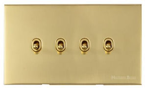 Windsor Range Polished Brass Switches & Sockets, WN1 - 4 Gang Stockholm Toggle by Heritage Brass By M-Marcus