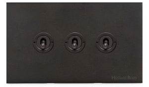 Windsor Range Dark Antique Bronze Switches & Sockets WN95 - 3 Gang Toggle Switch by Heritage Brass By M-Marcus