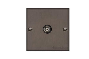 Heritage Brass Stylist Bronze Low Profile Plate - Square Edge - 1 Gang Non-Isolated TV Coaxial Socket