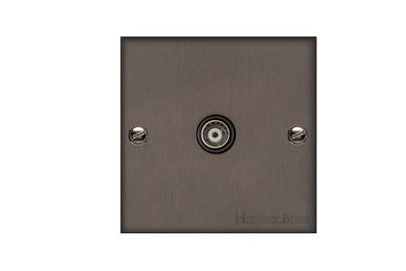 Heritage Brass Stylist Bronze Low Profile Plate - Square Edge - 1 Gang Non-Isolated TV Coaxial Socket