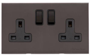 Windsor Range Matt Bronze Switches & Sockets, WN9 - Double Socket (13 Amp) by Heritage Brass By M-Marcus