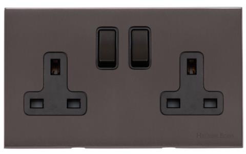 Windsor Range Matt Bronze Switches & Sockets, WN9 - Double Socket (13 Amp) by Heritage Brass By M-Marcus