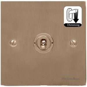 Elite Flat Plate Range Antique Brass Switches & Sockets, T91 - 1 Gang Dimming Toggle Switch by Heritage Brass By M-Marcus