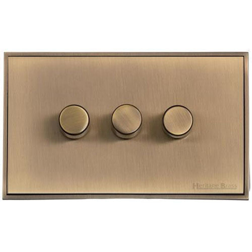 Executive Range-Antique Brass-3 Gang Dimmer (250 watts)