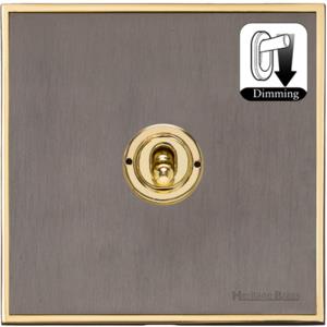 Executive Range Satin Black Nickel with Polished Brass Switches & Sockets, EX16 - 1 Gang Dimming Toggle Switch by Heritage Brass By M-Marcus
