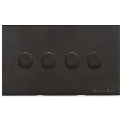 Windsor Range Dark Antique Bronze Switches & Sockets WN95 - 4 Gang TED Dimmer (Compatible with LED Lamps) by Heritage Brass By M-Marcus