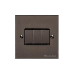 Heritage Brass Stylist Bronze Low Profile Plate - Square Edge - 3 Gang 2-Way Rocker Switch -Type RL9 by Heritage Brass By M-Marcus