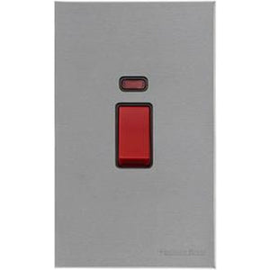 Windsor Range Satin Chrome Silk Switches & Sockets, WN35 - 45A DP Cooker Switch with Neon (tall plate) by Heritage Brass By M-Marcus