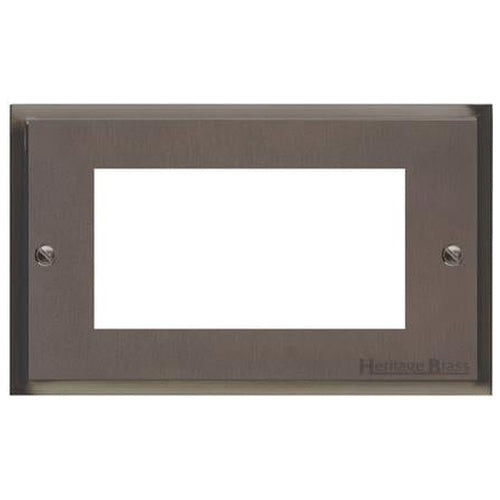 Elite Stepped Plate Range Matt Bronze Switches & Sockets, S09 - 4 Module Euro Plate by Heritage Brass By M-Marcus