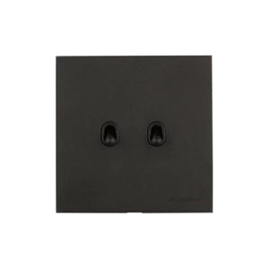 Windsor Range Jet Black (Project Finish) 2 Gang 2-Way Stockholm Toggle Switch by Heritage Brass By M-Marcus