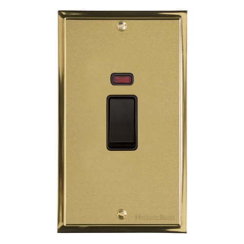 Elite Stepped Plate Range Satin Brass, S04 - 45A DP Cooker Switch with Neon (tall plate)